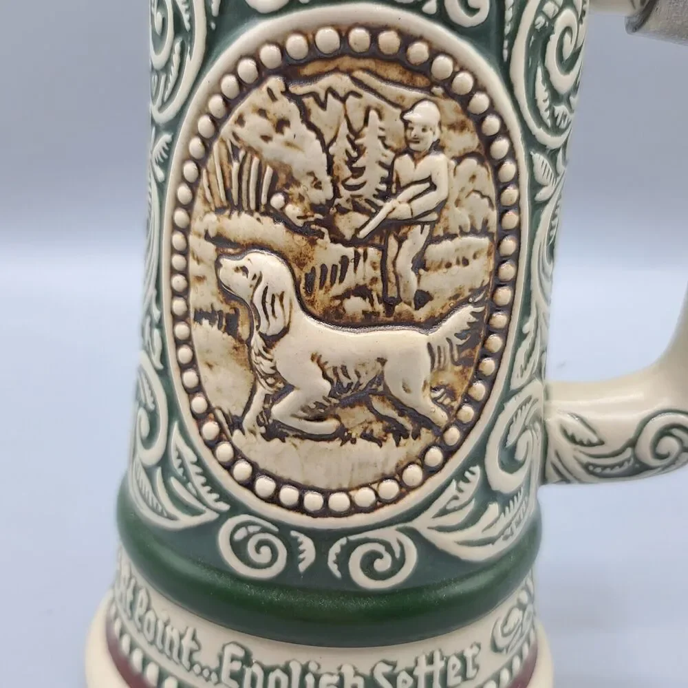 Vintage Avon Beer Stein Mug With Lid 1978 Rainbow Trout English Setter Brazil